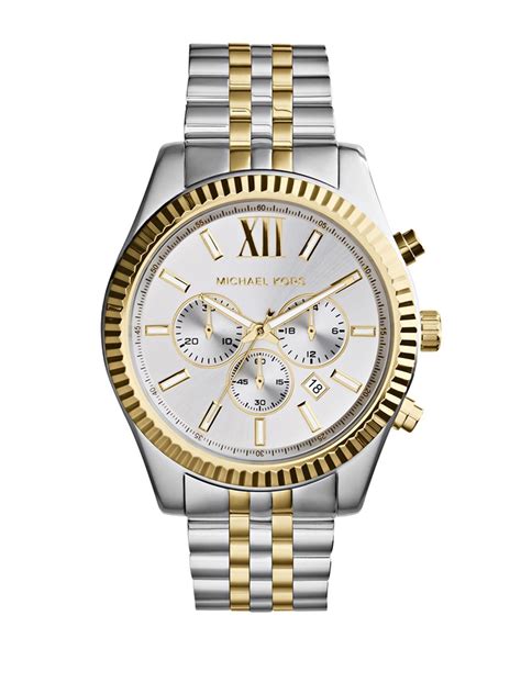 silver and gold michael kors mens watch|Michael Kors gold watch price.